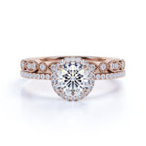 1.75 Carat Round cut Moissanite Wedding Ring set in 18k Rose Gold Over Silver