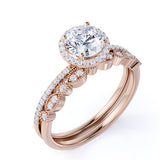 1.75 Carat Round cut Moissanite Wedding Ring set in 18k Rose Gold Over Silver