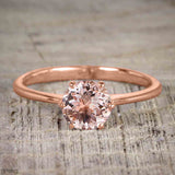 1 ct Round Morganite Solitaire Engagement Ring