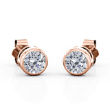 Simple Solitaire 0.50 CT TDW Round Cut Certified Lab Diamond Bezel Set Stud Earrings in White Gold