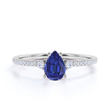 1.30 Ct Pear Lab Sapphire Three Stone Engagement Ring