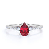 1.25 ct Pear Lab-Created Ruby Pave Engagement Ring