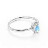 Vintage Inspired 1.50 Carat Oval Rainbow Moonstone and Classic 6 Prong Engagement Ring in White Gold