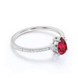 1.25 ct Pear Lab-Created Ruby Pave Engagement Ring