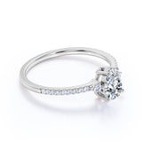 Surface Prong Set 0.40 ct TDW Pear Diamond and Vintage Engagement Ring in White Gold