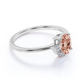 Antique 1.65 Carat Oval Cut Salmon Morganite and Diamond Crown Engagement Ring in White Gold