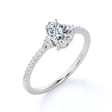 Surface Prong Set 0.40 ct TDW Pear Diamond and Vintage Engagement Ring in White Gold