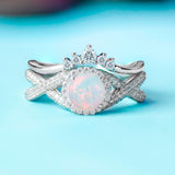 Twisted 1.50 Ct Round Cut Lab Created Opal Wedding Ring Set