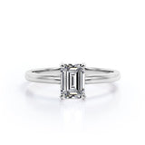 Solitaire 1.5 Carat Emerald Cut Moissanite Engagement Ring