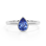 Traditional 1.25 Carat Pear Shaped Corn Blue Sapphire and Solitaire Engagement Ring in White Gold