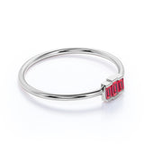 Gradient 0.45 Carat Baguette Shape Lab Ruby and Petite Trilogy Engagement Ring in White Gold