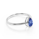 Traditional 1.25 Carat Pear Shaped Corn Blue Sapphire and Solitaire Engagement Ring in White Gold