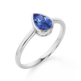 Traditional 1.25 Carat Pear Shaped Corn Blue Sapphire and Solitaire Engagement Ring in White Gold