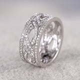 Designer 1 Carat Round cut Diamond Antique Wedding Ring Band in White Gold