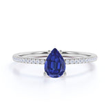 1.20 Ct Pear Cut Lab Sapphire Solitaire Engagement Ring