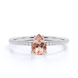 Simple 1.25 Carat Pear Shape Australian Morganite and Fishtail Diamond Engagement Ring in White Gold