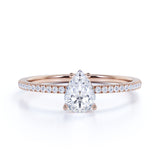 1.25 Carat Pear Shape Moissanite Pave Engagement Ring