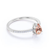 Simple 1.25 Carat Pear Shape Australian Morganite and Fishtail Diamond Engagement Ring in White Gold