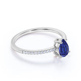 1.20 Ct Pear Cut Lab Sapphire Solitaire Engagement Ring