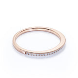 .30 ct Diamond Wedding Band - Stackable Ring - Pave Diamond - Dainty Diamond Ring - 10K Rose Gold