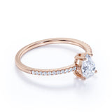 1.25 Carat Pear Shape Moissanite Pave Engagement Ring