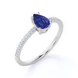 1.20 Ct Pear Cut Lab Sapphire Solitaire Engagement Ring