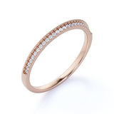 .30 ct Diamond Wedding Band - Stackable Ring - Pave Diamond - Dainty Diamond Ring - 10K Rose Gold