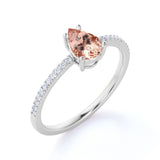 Simple 1.25 Carat Pear Shape Australian Morganite and Fishtail Diamond Engagement Ring in White Gold