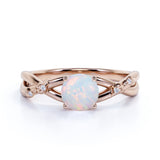 Twisted 1.10 Ct Round Cut Lab Created Opal Engagement Ring
