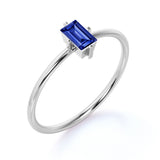 Dainty 0.50 Carat Emerald Shaped Purplish Blue Sapphire and Classic Solitaire Engagement Ring in White Gold