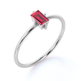 Dainty 0.50 Carat Emerald Shaped Lab Ruby and Classic Solitaire Engagement Ring in White Gold