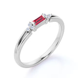 Split Shank 1 Carat Lab Ruby and 7 Stone Diamond Engagement Ring in White Gold