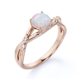 Twisted 1.10 Ct Round Cut Lab Created Opal Engagement Ring