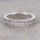 Designer 1 Carat Round cut Diamond Antique Wedding Ring Band in White Gold