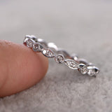 Eternity .50 Carat Round cut Diamond Wedding Ring Band Art deco design in White Gold