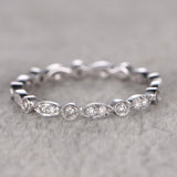 Eternity .50 Carat Round cut Diamond Wedding Ring Band Art deco design in White Gold