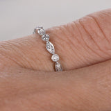 Eternity .50 Carat Round cut Diamond Wedding Ring Band Art deco design in White Gold