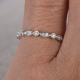 Eternity .50 Carat Round cut Diamond Wedding Ring Band Art deco design in White Gold