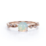 Art Deco 1.50 Ct Round Cut Lab Created Opal Engagement Ring