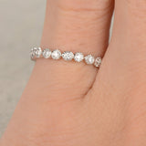 Eternity .50 Carat Round cut Diamond Wedding Ring Band Art deco design in White Gold