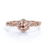 Chain Design 1.25 Carat Round Cut Champagne Morganite and Best Solitaire Engagement Ring in Rose Gold