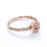 Chain Design 1.25 Carat Round Cut Champagne Morganite and Best Solitaire Engagement Ring in Rose Gold