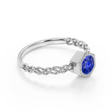Chain Design 1.25 Carat Round Brilliant Cut Australian Blue Sapphire and Best Solitaire Engagement Ring in White Gold