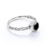 Chain Design 1.25 Carat Round Brilliant Cut Lab Black Diamond and Best Solitaire Engagement Ring in White Gold