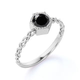 Chain Design 1.25 Carat Round Brilliant Cut Lab Black Diamond and Best Solitaire Engagement Ring in White Gold