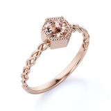 Chain Design 1.25 Carat Round Cut Champagne Morganite and Best Solitaire Engagement Ring in Rose Gold