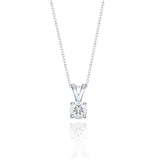 Solitaire 0.33 Carat Round Shape Diamond Pendant Necklace In 18K White Gold Plating Over Silver