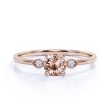 Limited Time Sale 1.35 Carat Round Australian Morganite and 3 Stone Diamond Vintage Engagement Ring in Rose Gold