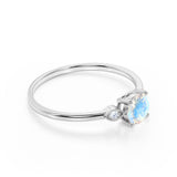 Limited Time Sale 1.35 Carat Round Shape Rainbow Moonstone and 3 Stone Diamond Vintage Engagement Ring in White Gold