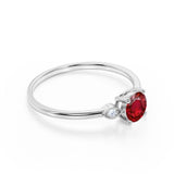 1.05 ct Round Lab-Created Ruby 3-Stone Vintage Engagement Ring